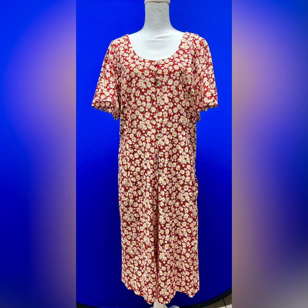 90s plus size red daisy romper
